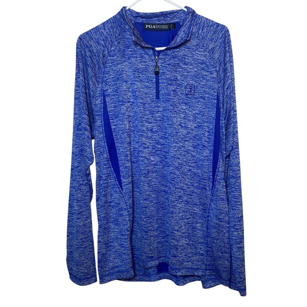 PGA TOUR Men's Golf Pullover Long‎ Sleeve 1/4 Zip Blue Athletic Shirt Mesh Back